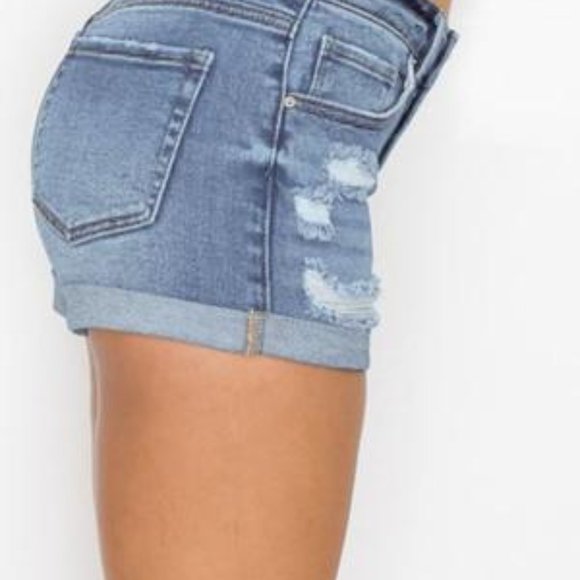 Distressed Plus Jean Shorts - Picture 4 of 5
